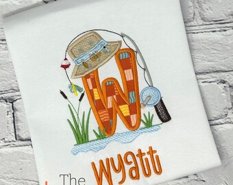 Embroidered Fishing Birthday Shirt, Personalized Boys  Fishing Trip Tee