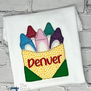 Personalized Crayon Shirt: Embroidered Back to School Outfit