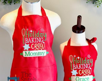 Mommy and Me Apron, Personalized Christmas Apron,Kids Christmas Apron, Kids Baking Apron, , Kids Holiday Apron, Adult Christmas Apron