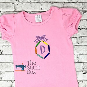 Personalized First Day of School Shirt: Crayon Monogram, Boutique Style