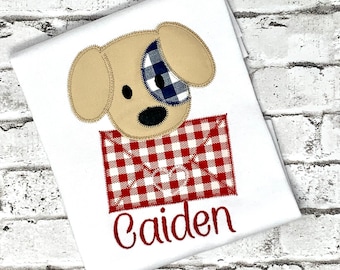 Embroidered Valentine Puppy Shirt: Personalized Boys Outfit