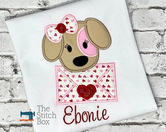 Girls Valentine's Day Puppy Shirt: Personalized Boutique Outfit