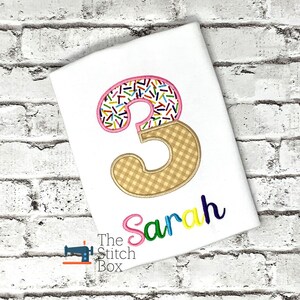 3rd Birthday Shirt, Girl&#39;s Ice Cream Birthday Shirt, Ice Cream Cone Shirt, Sprinkles Shirt, Ice Cream Party Shirt,Ice Cream Theme Shirt, 1-9