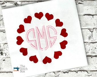 Girls Valentine's Day Embroidered Monogram Shirt