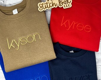 Personalized Kids Sweatshirt, Embroidered Toddler Crewneck With Name, Customized Kids Sweatshirt