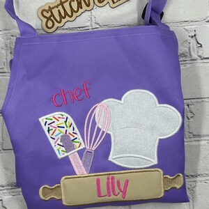 Personalized Kids Embroidered Apron, Lightweight Baking Apron, Cooking Apron, Kid Chef Apron, Toddler Apron with Name immagine 3