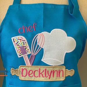 Kids Personalized Apron, Baking Apron, Paint Apron, Art Apron, Embroidered Apron