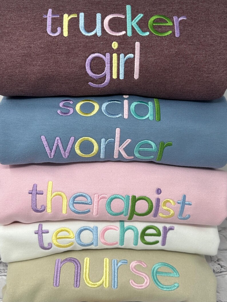 Personalized Sweatshirt, Multicolor Embroidered Sweatshirt, Customized