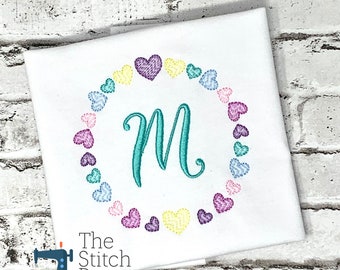 Girls Valentine's Day Embroidered Shirt: Candy Heart Monogram