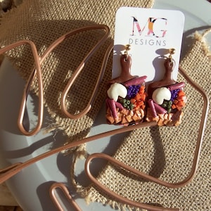 CharCUTErie Board Earrings + Clay Earrings + Lightweight + Handmade + Statement Earrings + Food Themed