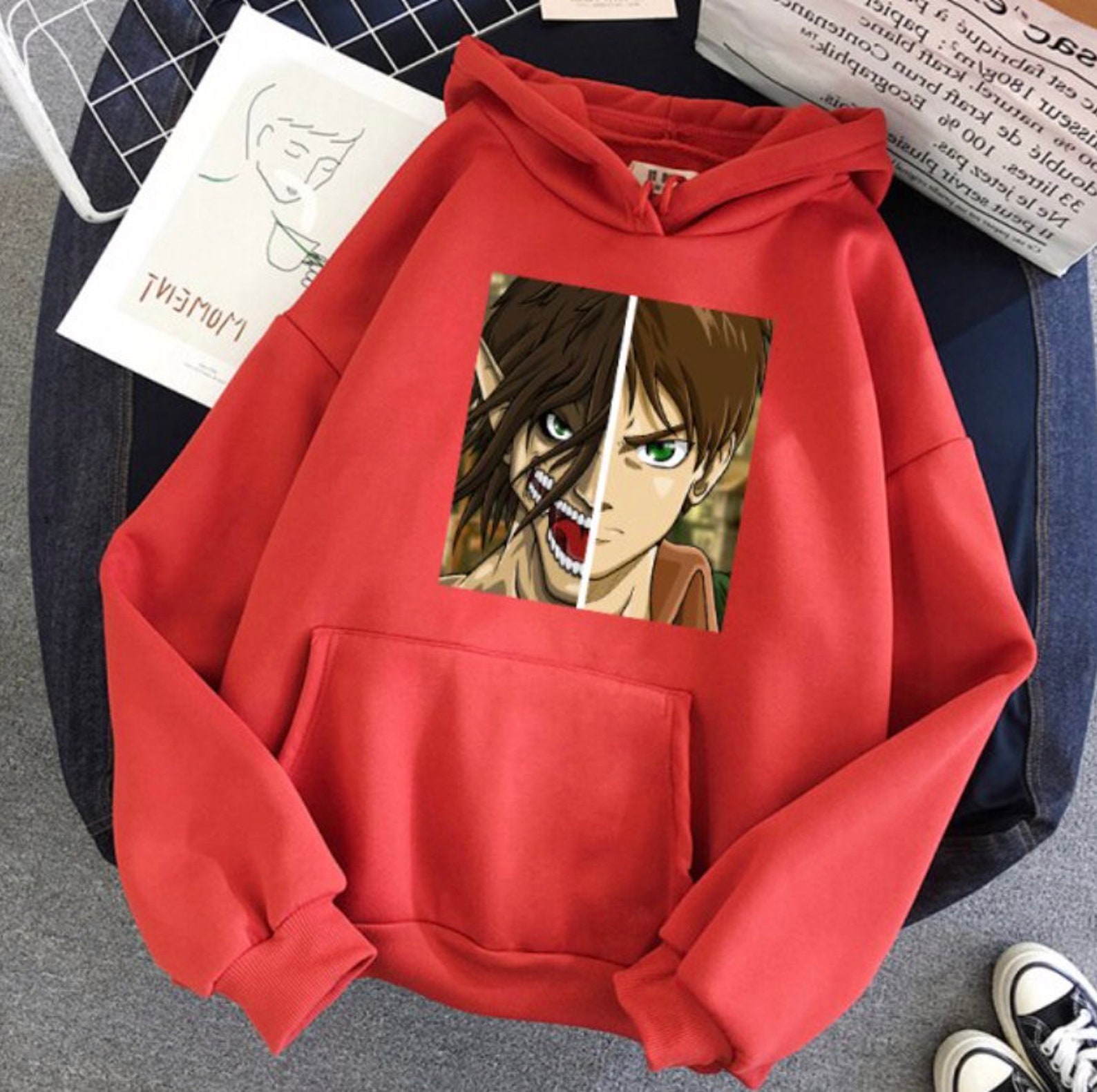 Eren Yeager Anime Hoodie Attack on Titan AOT | Etsy
