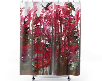 Autumn Shower Curtain, Fall Leaves Bathroom Decor, Housewarming Gift, Rustic Home Decor, Fall Foliage Shower Curtain, Thanksgiving Decor