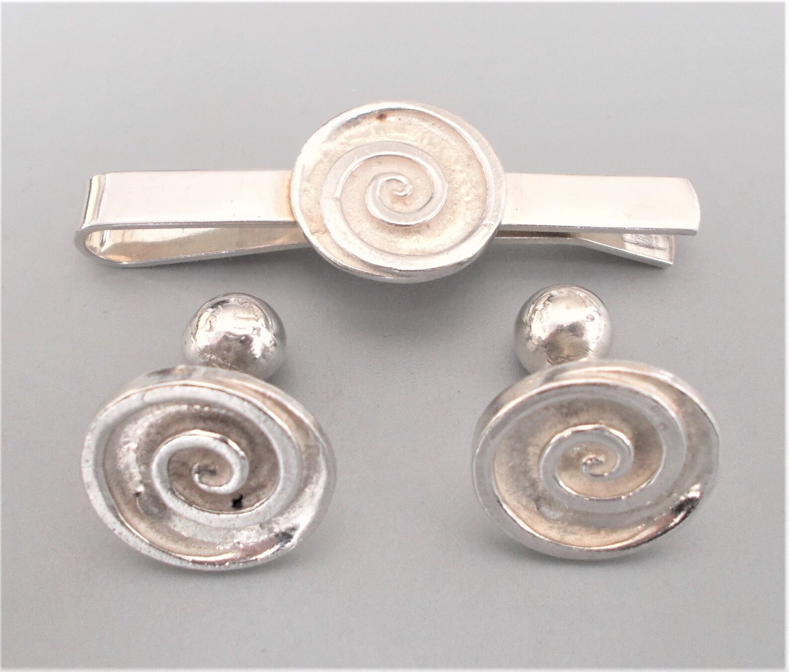 Boxed Vintage Solid Silver Cufflink & Tie Clip Set JRT Etsy UK