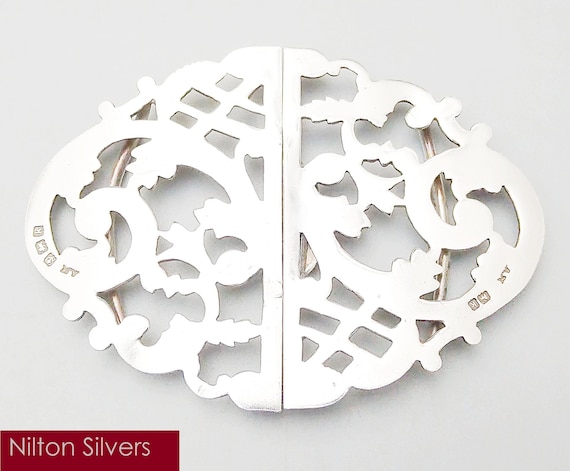 Antique Edwardian solid silver nurse's buckle, Al… - image 1