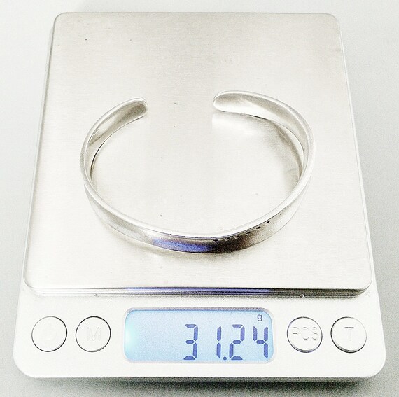 Contemporary solid silver & diamond torque bangle… - image 7