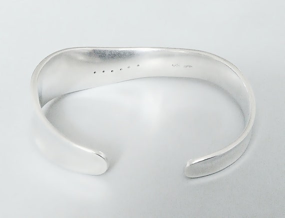 Contemporary solid silver & diamond torque bangle… - image 3