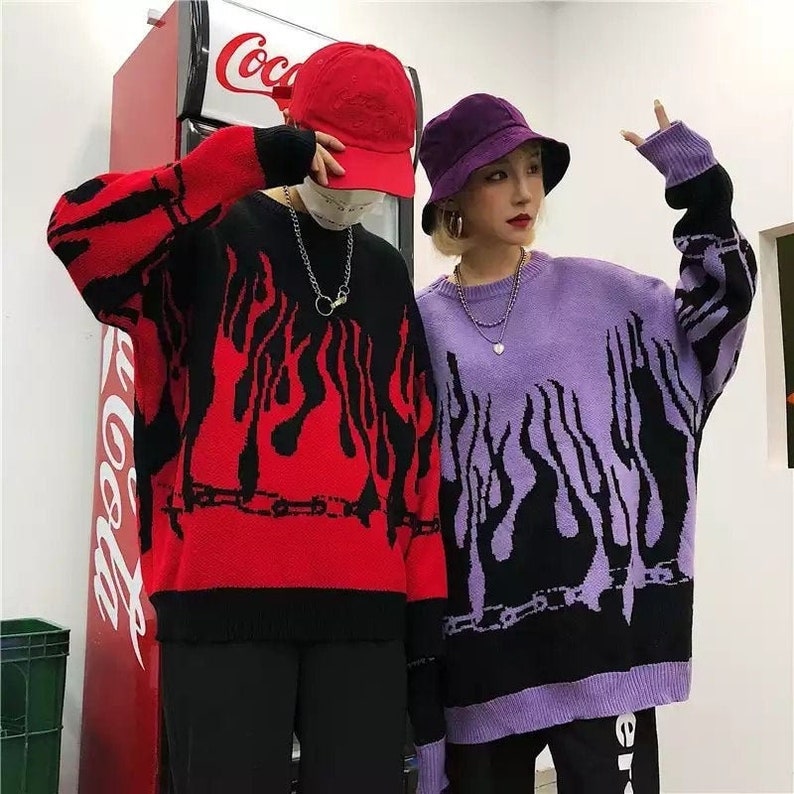 knitted flame sweater