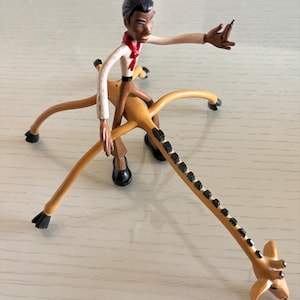 Vintage Bendy Figures - Cowboy and Giraffe - Bendable and Poseable Rubber over Wire Armature