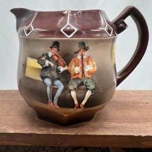 Bavarian Creamer with Peasant Musicians 1920s Royal Bayreuth Deponiert image 3