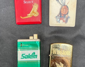Vintage 1990s Cigarette Lighters – Salem, Lakota, Winston, Lot of 4