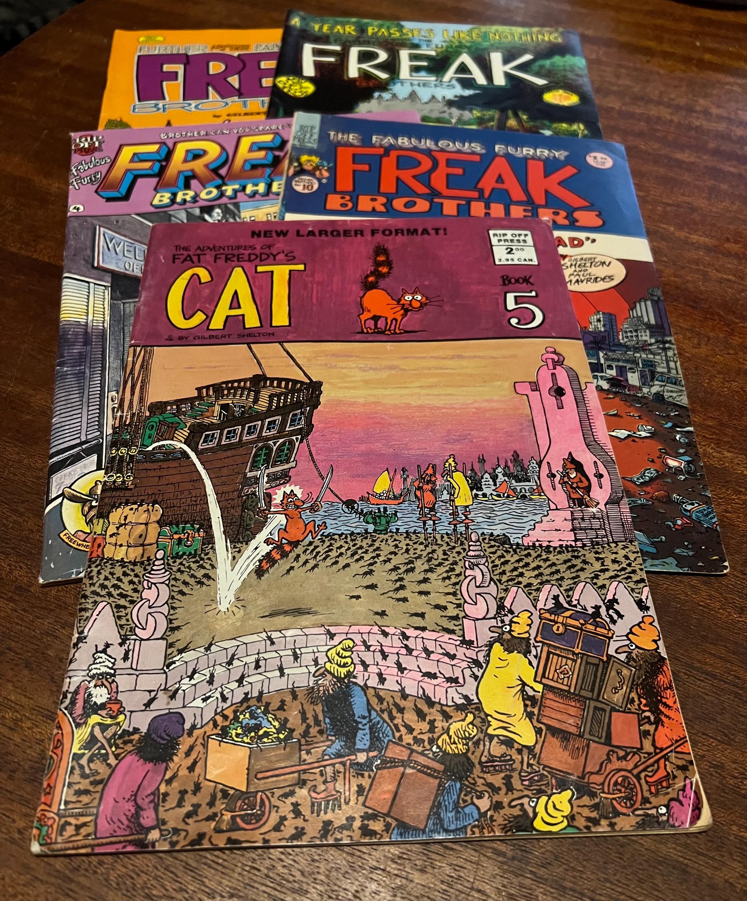 1980年のFREAK‐BROTHERSのコミック＆ポストカード。 Freak Brothers Vintage Comic Books by Gilbert Shelton - Rip