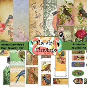 Songbird Ephemera Junk Journal Digital Download Set for Journaling and Other Crafting