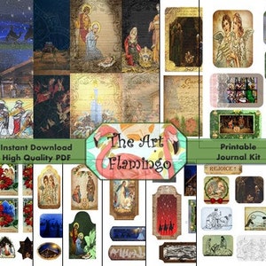Christian Christmas Junk Journal Ephemera Kit, Vintage Religious Ephemera, Printable Kit for journal, scrapbook or crafting
