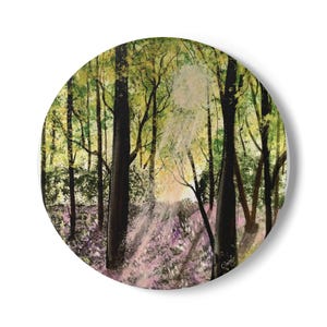 Serene Forest Ceramic Coaster, Nature-Inspired Drinkware, Home Decor Gift, Coffee Table Accessory, Unique Housewarming Favor