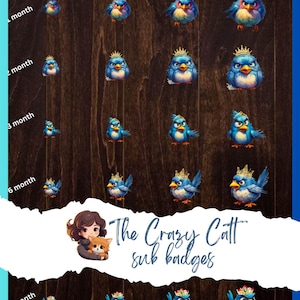 Crazy Bird Badges for Twitch SUBscribers| Twitch sub badges| Twitch bit badges| graphics| YouTube Badge| character SUB badge| Twitch