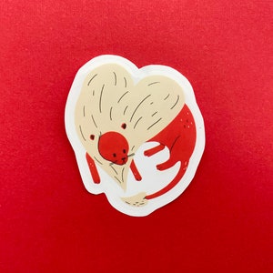 Red Heart Lion Sticker, Clear Sticker