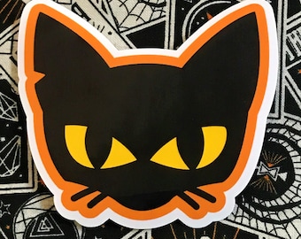 Laminated Black Cat Vinyl Sticker