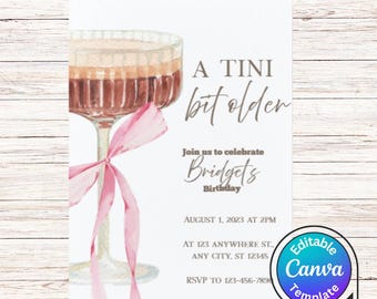 Tini Bit älterer Geburtstag einladen | Leinwand Download | Sofortdownload | Martini-Geburtstags-Party Einladung | Espresso Martini