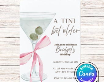 Tini Bit älterer Geburtstag einladen | Leinwand Download | Sofortdownload | Martini-Geburtstags-Party Einladung