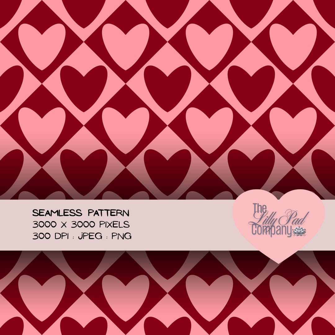 Valentine Heart Seamless Pattern | Cute Pink Heart Digital Paper | Love ...