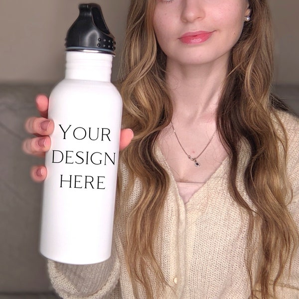 Stainless Steel Water Bottle Mockup | Printify waterbottle mock up, personalized water bottle mockup white, 20 oz personal water bottle mock