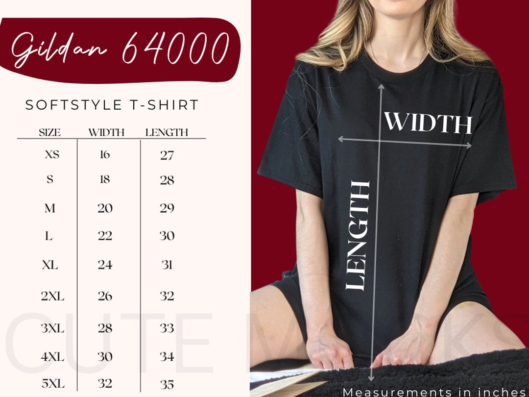 Gildan 64000 Size Chart Gildan Tshirt Size Chart Gildan Etsy