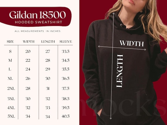 Gildan 18500 hoodie size chart store