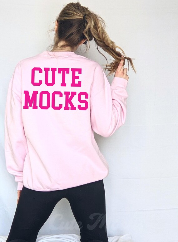 Pink Gildan Mockup Gildan 18000 Mockup 