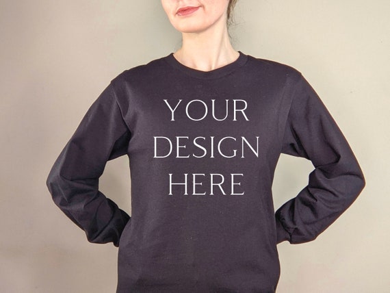 American Apparel Long Sleeve Tee Mockup Black American Apparel 1304 Mockup American Apparel Long T shirt Sleeve Shirt Mock up Black Etsy