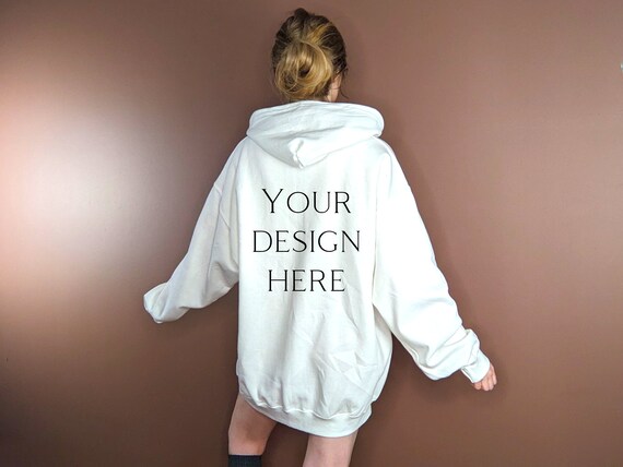 White Gildan 18600 Back Mockup Zip up hoodie back mockup zip sweatshirt back mockup zip sweater mock up white zip up model mockup