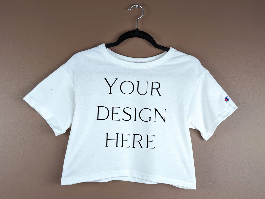 White Champion Crop Top Mockup Champion T453W Crop Top Mockup White