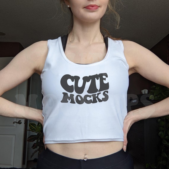 All-over Print Crop Top Mockup Mock Etsy Top Model 131 up Womens Over All Cropped Printful - Shirt Print Cropped Crop White Top