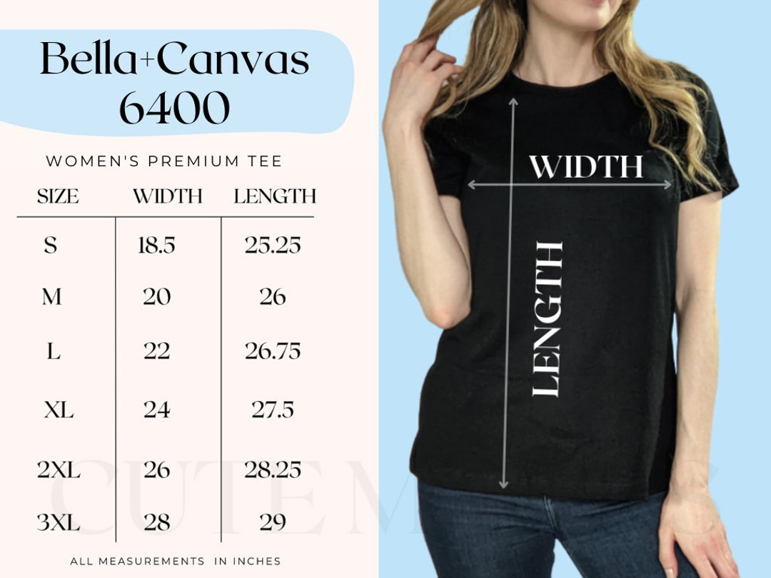 Bella Canvas 6400 Size Chart Bella Canvas 6400 Size Guide - Etsy