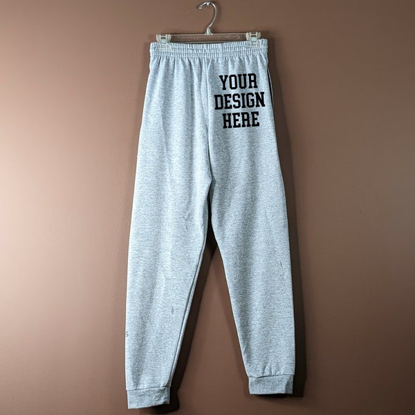 unisex joggers mockup | printful sweatpants mockup | athletic heather jerzees 975MPR mockup | jerzees mockup grey gray cotton heritage m7580