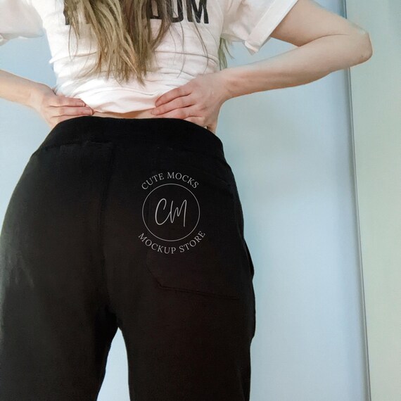 Unisex Fleece Sweatpants Mockup Black Cotton Heritage M7580 