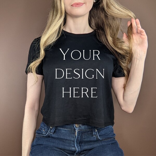 Black Bella Canvas 8882 Mockup — Black Bella Canvas 8882 Crop Top Mock Up — Black 8882 Mock Up — Black Bella Canvas Cropped Tee Mockup