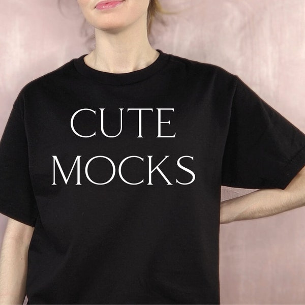 Black American Apparel 1301 Mockup | American Apparel 1301 Mock Up | American Apparel Unisex Classic Tee Mockup, 1301 Mockup Black