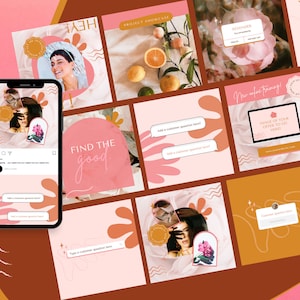 Pink Instagram Post Template |  Bold & Boho | Canva Template Instagram