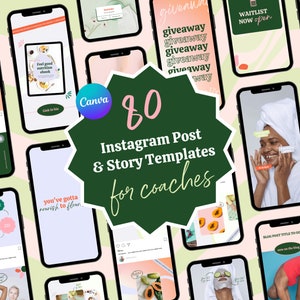 Canva Instagram Template Bundle for health coach, wellness coach, nutritionist, personal trainer