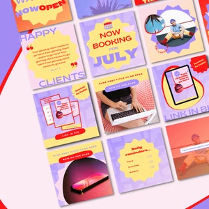 Canva Instagram Template |  Bold, Bright, Retro Instagram Posts